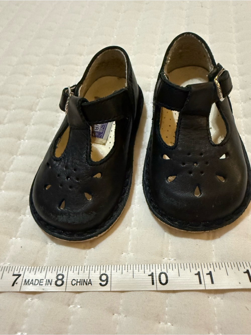 L'Amour Black T-Strap Baby Walker Shoes